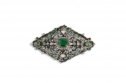 Emeralds gold brooch  Yellow and ... 