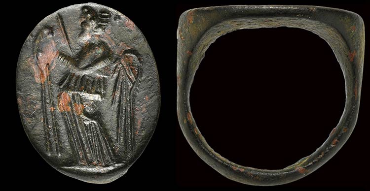 A greek bronze ring with engraved ... 