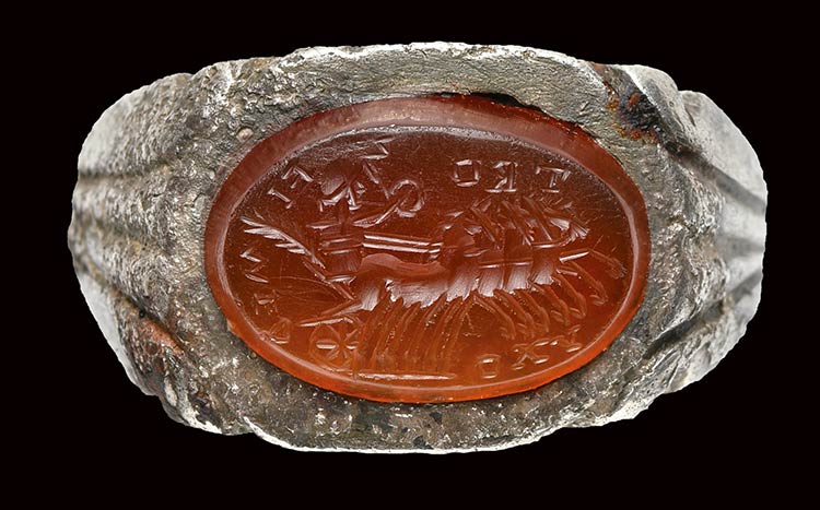 A roman carnelian intaglio mounted on an antique ... - Bertolami Fine Art