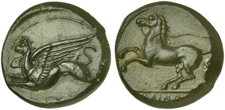 Sicily, Kainon, Bronze, ca. 365 BC ... 
