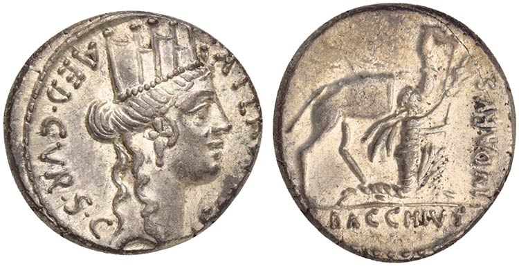 A. Plautius, Denarius, Rome, 55 BC ... 