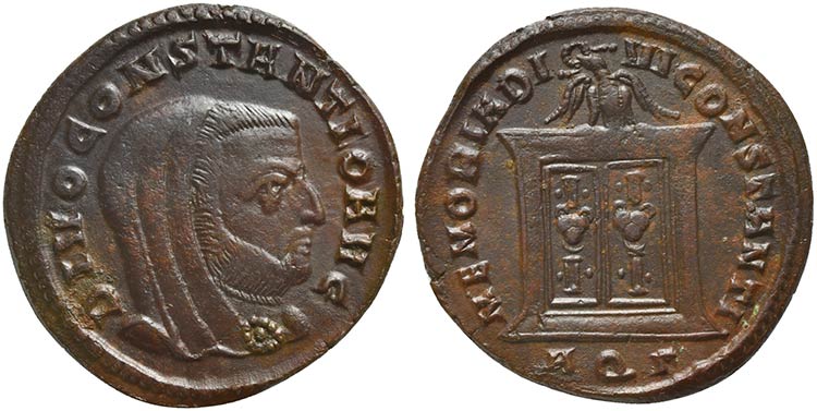 Divus Constantius I, Follis struck ... 