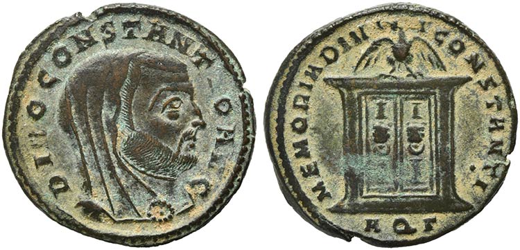 Divus Constantius I, Follis struck ... 