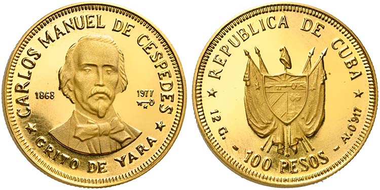 Cuba, Republic, 100 Pesos, 1977 AV ... 