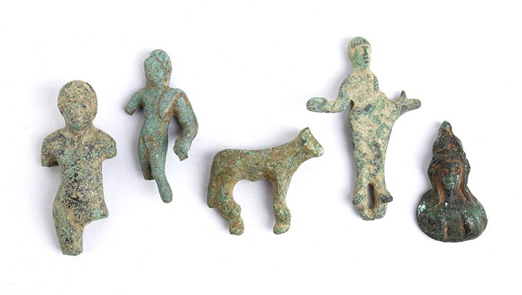 Collection of five Roman bronzes, ... 