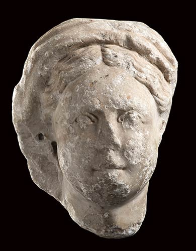 Roman marble head of a veiled ... 