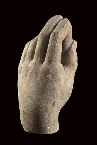 Roman marble hand with scepter, ... 