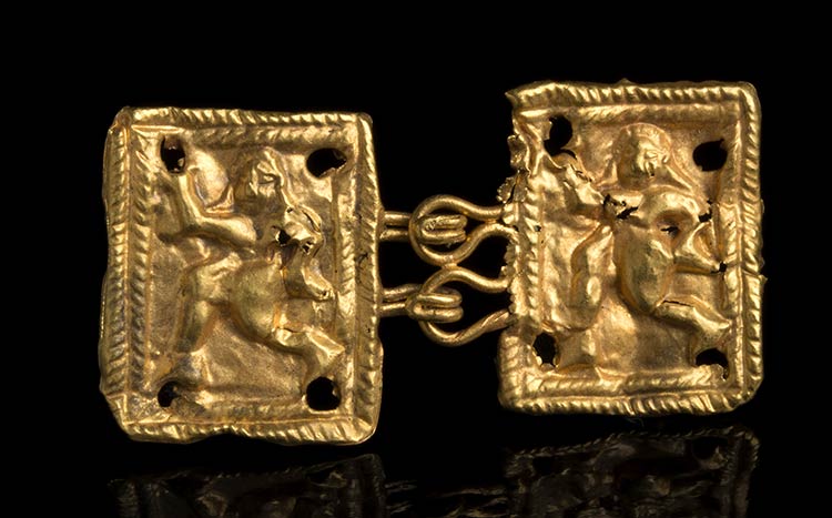 Etruscan gold belt-hook depicting ... 