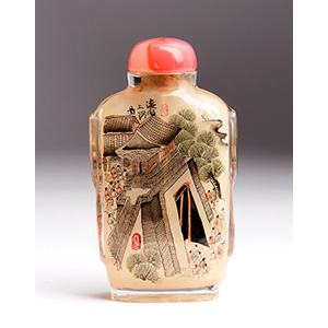 Inside painted glass snuff bottle; ... 