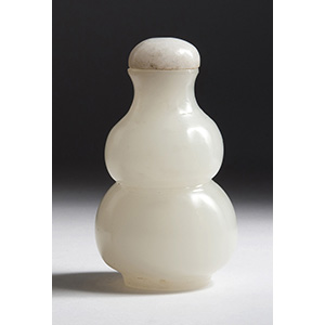 Carved white jade double gourd ... 