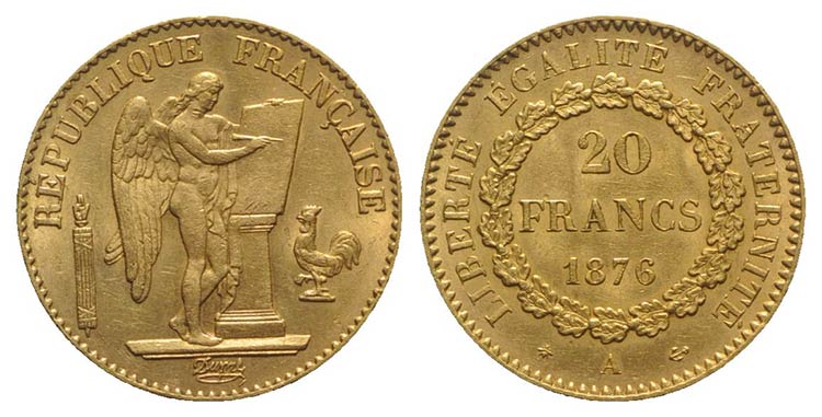 France. AV 20 Francs 1876 A, Paris ... 