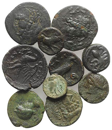 Lot of 10 Æ Greek coins, ... 