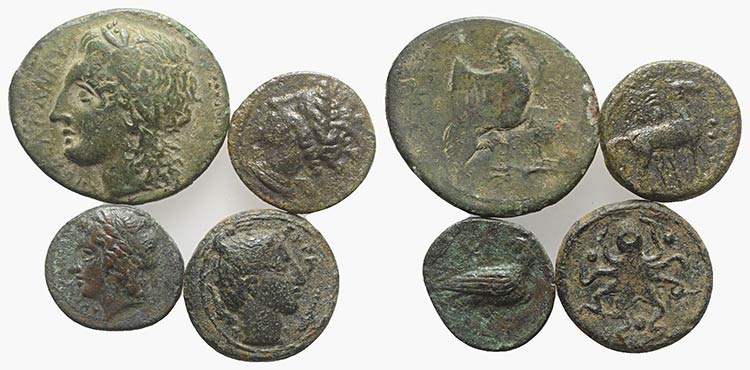 Sicily, lot of 4 Æ Greek coins, ... 