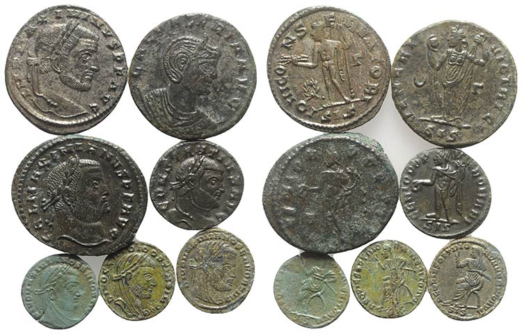 Lot of 7 Late Roman Æ coins, to ... 