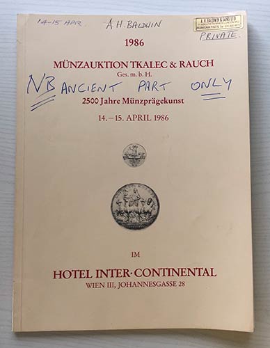 Tkalec & Rauch Munzauktion 1986. ... 