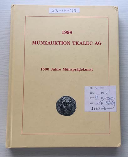 Tkalec  Munzauktion 1998. Zurich ... 