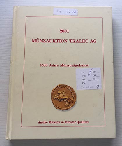 Tkalec  Munzauktion 2001. Zurich ... 