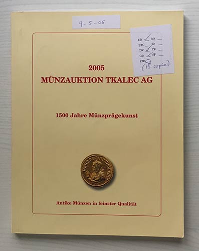 Tkalec  Munzauktion 2005. Zurich ... 