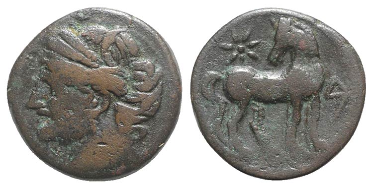Carthage, c. 215-201 BC. Æ Shekel ... 