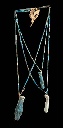 THREE FAIENCE BEADS NECKLACES WITH ... 