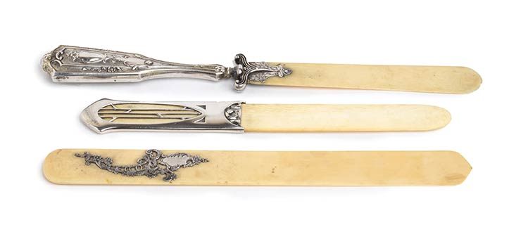 Set of three antique ivory and ... 