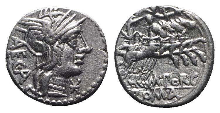 M. Porcius Laeca, Rome, 125 BC. AR ... 