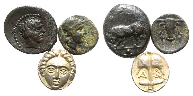 Lot of 3 Greek AR and Æ coins, ... 