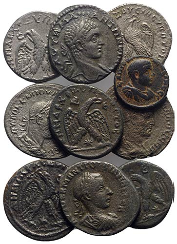 Lot of 10 Roman Provincial AR and ... 