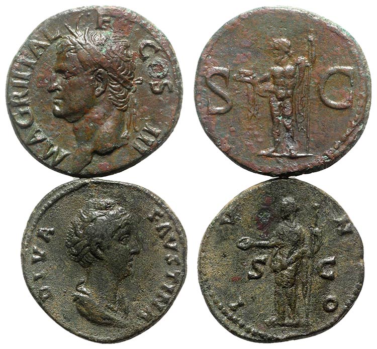 Lot of 2 Roman Imperial Æ Ases, ... 
