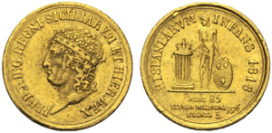 Napoli, Ferdinando I (1816-1825), 3 Ducati, ... 