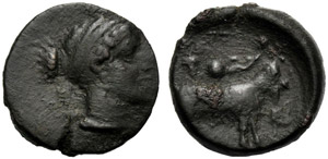 Sicilia, Oncia, Nakona, c. 410-405 a.C.; AE ... 
