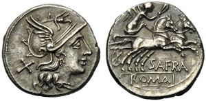 Spurius Afranius, Denario, Roma, 150 a.C.; ... 