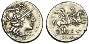 L. Cupiennius, Denario, Roma, 147 a.C.; AR ... 