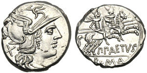 P. Aelius Paetus, Denario, Roma, 138 a.C.; ... 