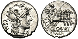 C. Aburius Geminus, Denario, Roma, 134 a.C.; ... 