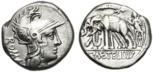 C. Metellus, Denario, Roma, 125 a.C.; AR (g ... 