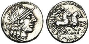 C. Porcius Cato, Denario, Roma, 123 a.C.; AR ... 