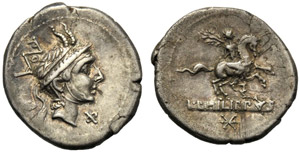 L. Marcius Philippus, Denario, Roma, 113 o ... 