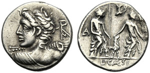 L. Caesius, Denario, Roma, 112 o 111 a.C.; ... 