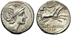 L. Flaminius Chilo, Denario, Roma, 109 o 108 ... 
