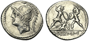 Q. Minucius Thermus M.f., Denario, Roma, 103 ... 