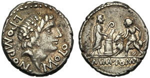 L. Pomponius Molo, Denario, Roma, 97 a.C. ... 