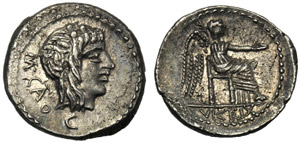 M. Porcius Cato, Quinario, Roma, 89 a.C.; AR ... 