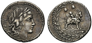 Mn. Fonteius C.f., Denario, Roma, 85 a.C.; ... 