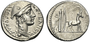 Cn. Plancius, Denario, Roma, 55 a.C.; AR (g ... 