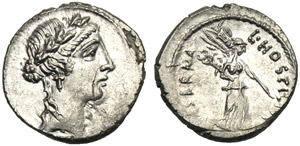 L. Hostilius Saserna, Denario, Roma, 48 ... 