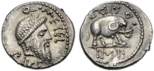 Q. Caecilius Metellus Pius Scipio, Denario, ... 