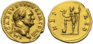 Vespasiano (69-79), Aureo, Roma, 72-73 d.C.; ... 