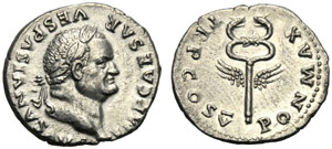 Vespasiano (69-79), Denario, Roma, 74 d.C.; ... 