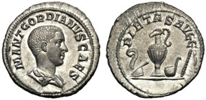 Gordiano III, come Cesare (238), Denario, ... 